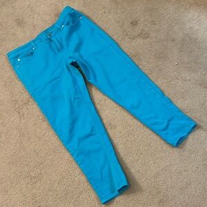 . EUC JCP Stretchy Turquoise Skinny Ankle Pants, size 16W